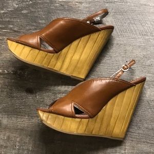 Brown wedges never worn new in the box
